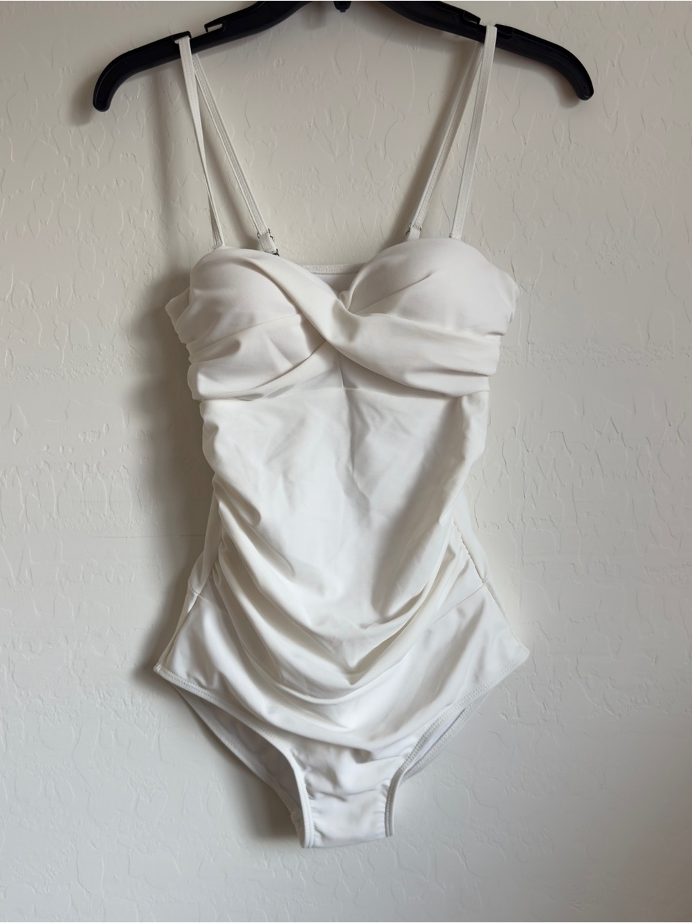 Chicwish White Ruched Twist-Front One-Piece Bikini